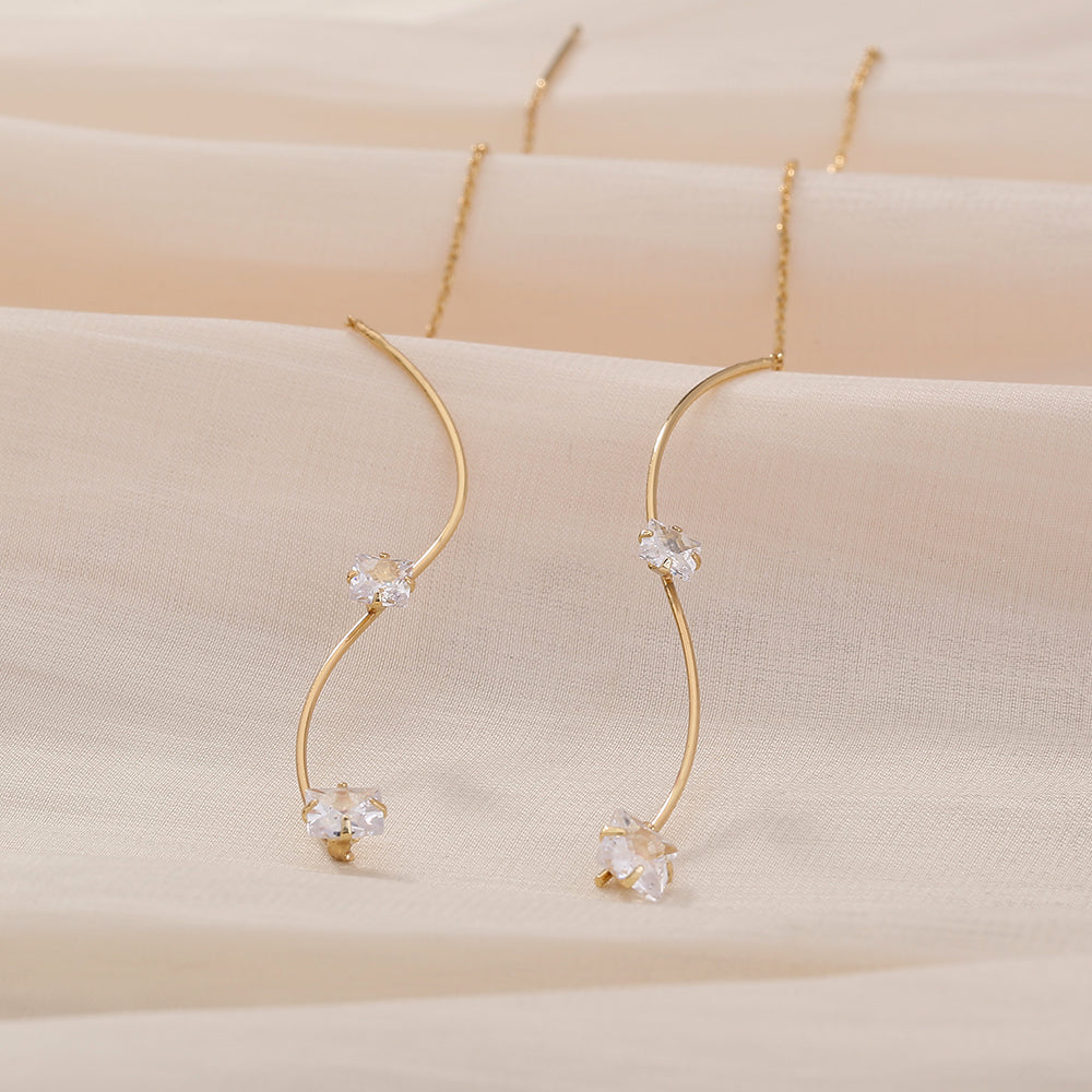 Simple And Long Earrings Japanese And Korean Earrings Tzitzit Earrings With Micro-zircon Earrings