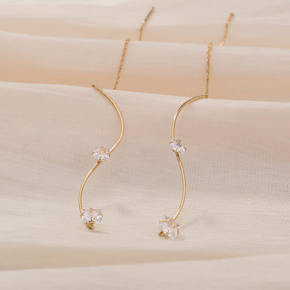 Simple And Long Earrings Japanese And Korean Earrings Tzitzit Earrings With Micro-zircon Earrings