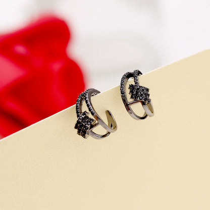 Female Simple No Pierced Zircon Ear Bone Clip Earrings