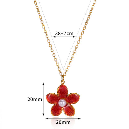 Colorful Oil Necklace Flower Pendant Necklace For Women