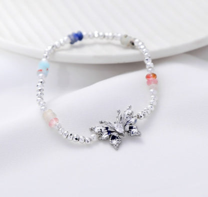 Fancy Butterfly Drop Oil Beaded Bracelet Stretch Jewelry For Women
