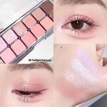 Mist Muse Twelve-Color Eyeshadow Palette Shimmer Sparkle Matte Highlight Contour Blush All-in-One Palette