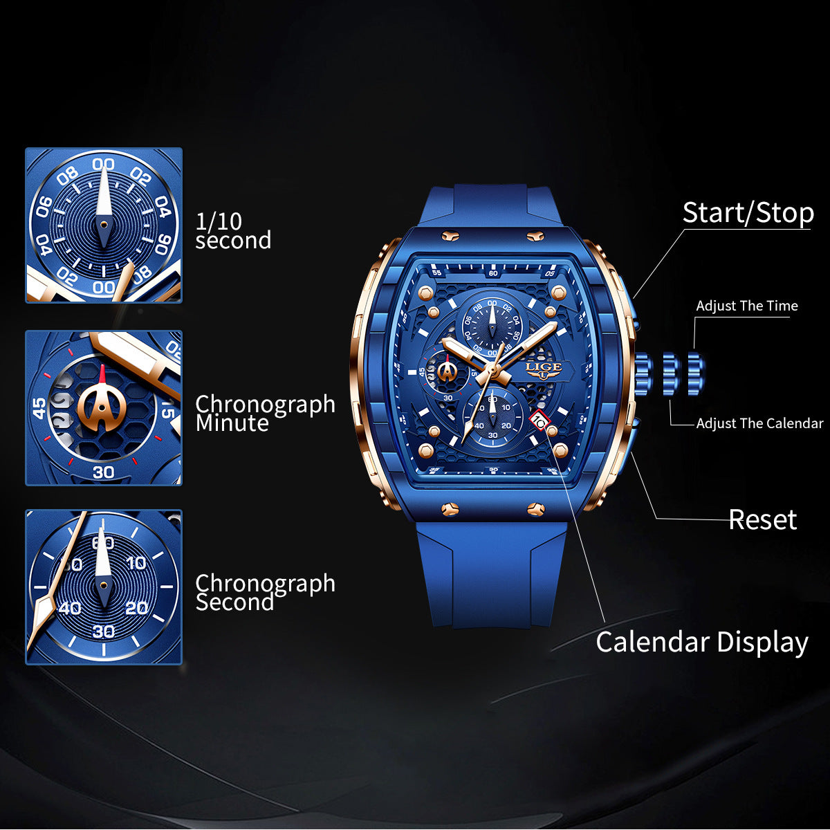 Men's Sports Quartz Watch Multifunctional Luminous Waterproof