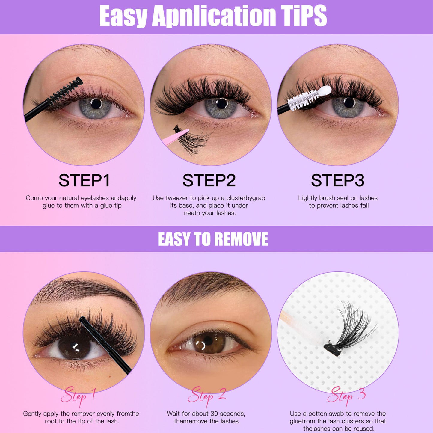 Large Capacity Hot Melt 60D80D100D Segmented False Eyelashes