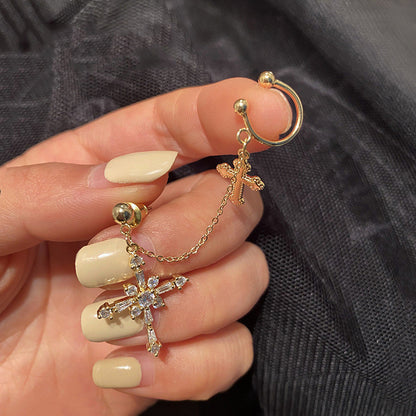 Retro Niche High-end Cross Earrings Ear Bone Clip