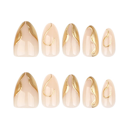 3D Gold Irregular Nail Art Fake Nails Short Style