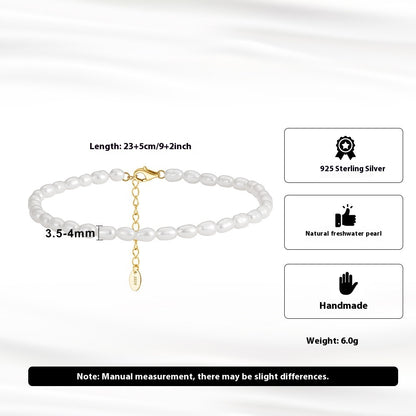 Women's Party Gift Anklet Small Rice-shaped Beads Beaded Anklet
