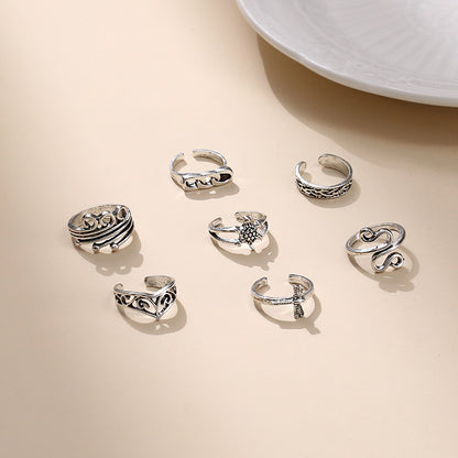 Retro Hollow-out Petals Opening Adjustable Toe Ring Women