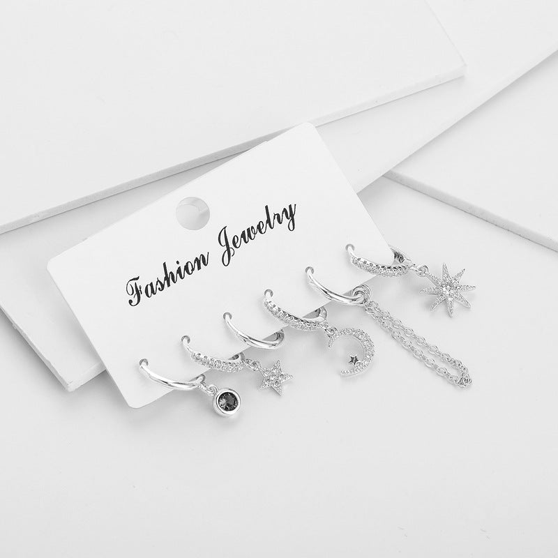 Moon Star Set Ear Clip Earrings