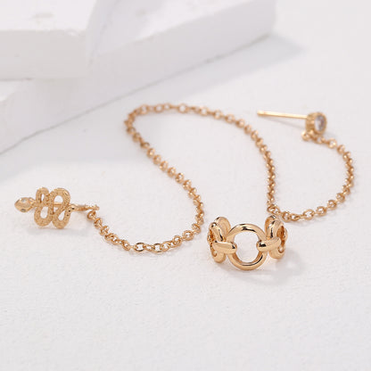 Personalized Earrings One-piece Pierced Nose Ring Chain, Retro Snake-shaped Nose Ring, Ring-shaped C-ear Clip Female Set Accessories