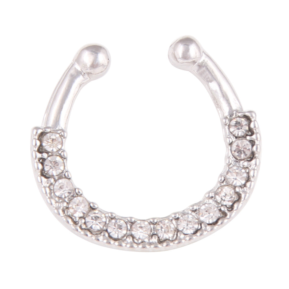 5-color Diamond U-shaped Fake Nose Ring Personality Perforation-free Nose Ring
