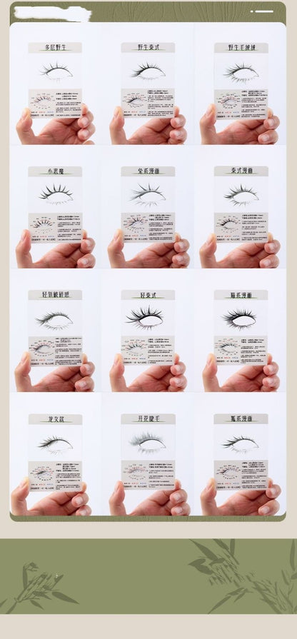 Eyelash Try-on Cards In Cartoon Styles A Variety Of Eyelash Tools