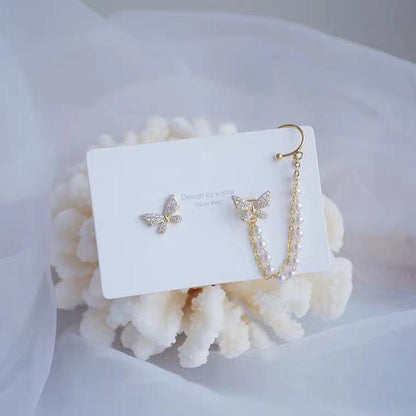 Explosive Pearl Chain Tassel Earrings Ear Bone Clip
