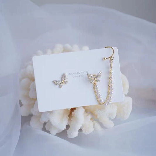 Explosive Pearl Chain Tassel Earrings Ear Bone Clip