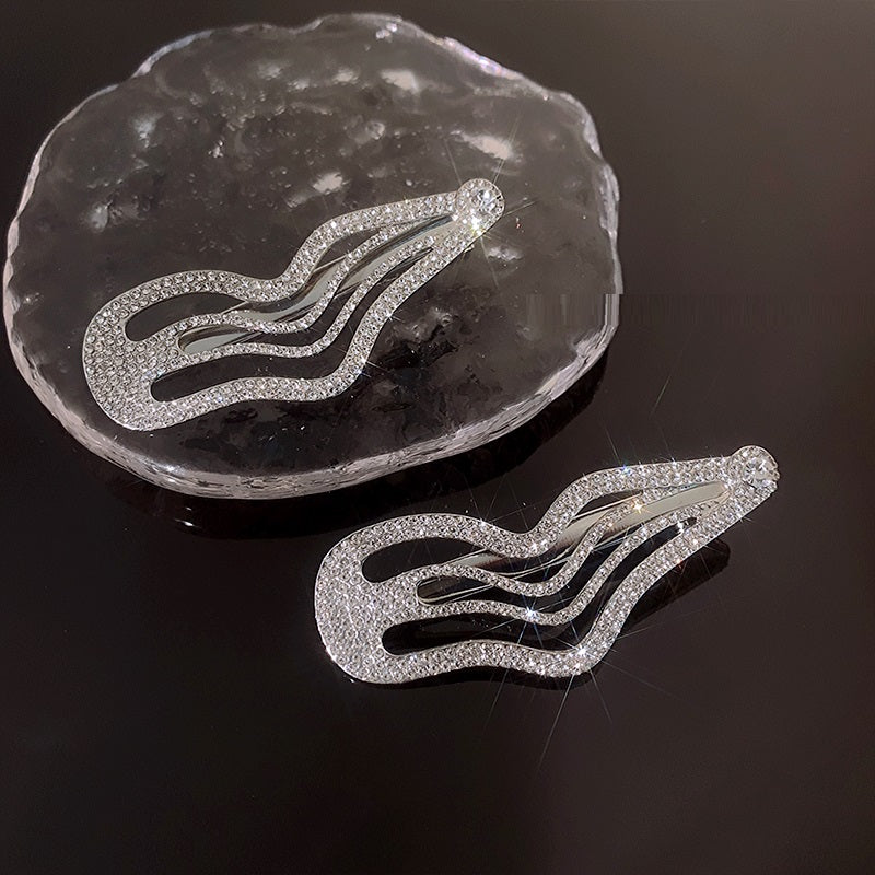 Irregular Lines Bang Sweet Cool Full Diamond Side Clip