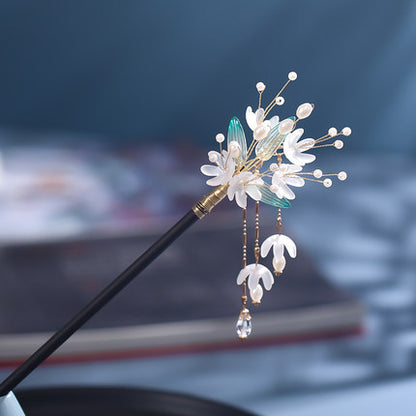 Flower Travel Colored Glass Hairpin Matching