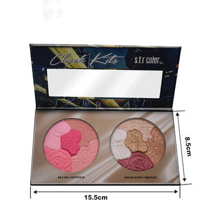 Women's Two-color Paper Baking Powder Five-color Petal Rouge Blush