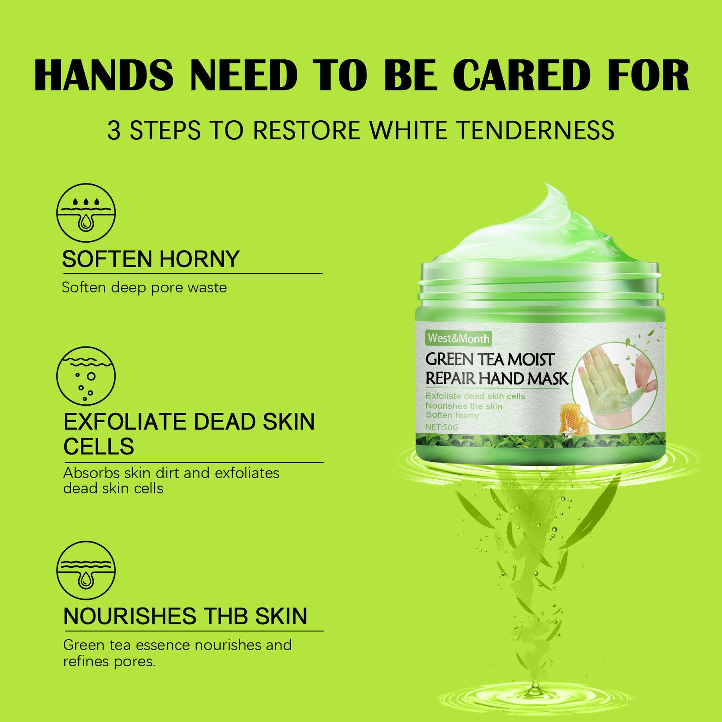 Green Tea Repair Hand Mask Skin Rejuvenation Anti-chapping