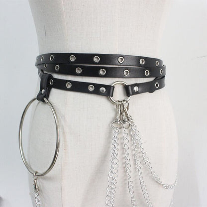 Punk Concave Shape Waist Chain Casual Belt Chain