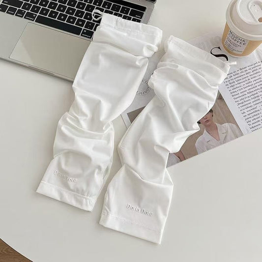 Sunscreen ice Silk Sleeves-White-1 pair