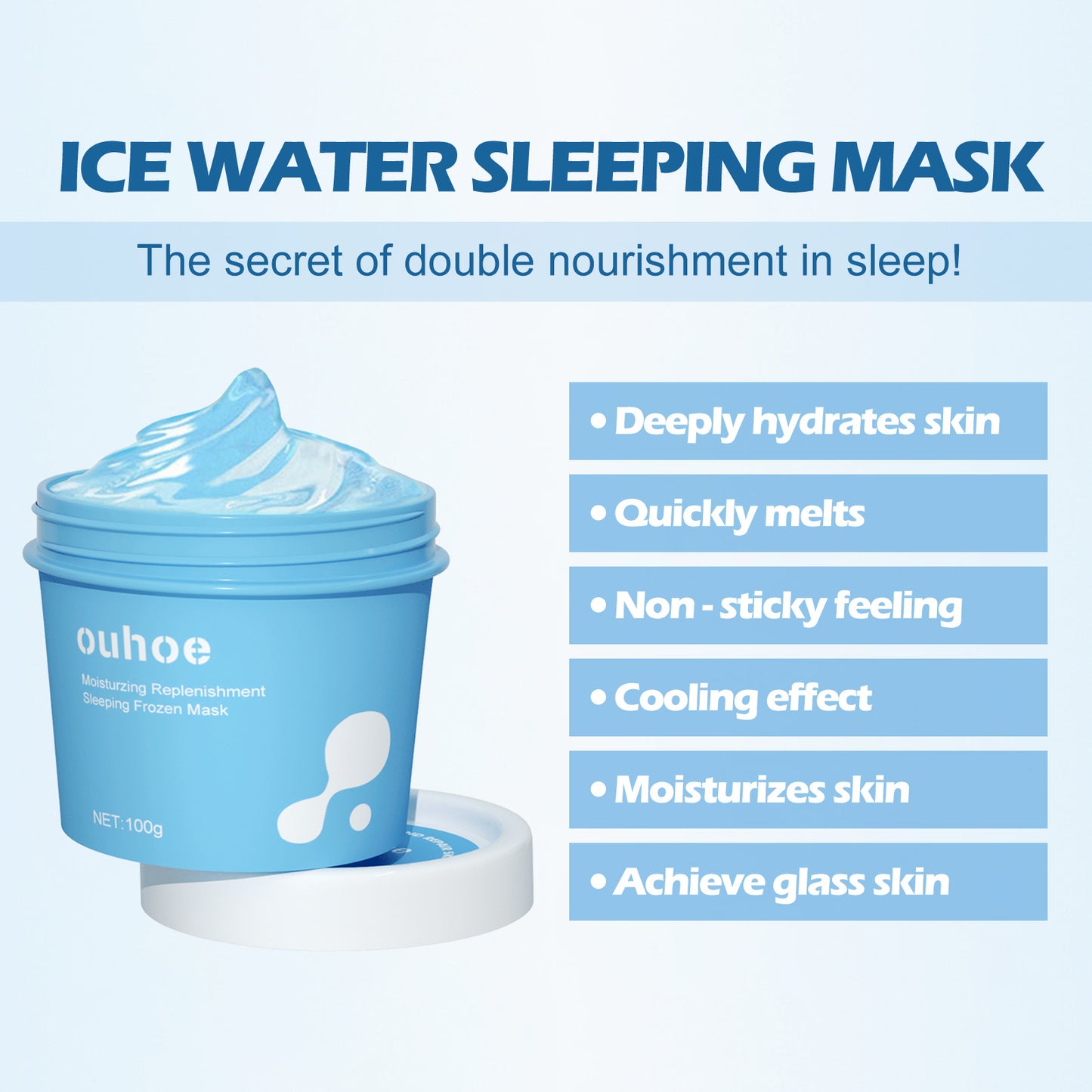 OUHOE Hydrating And Moisturizing Sleep Frozen Mask, Shrink Pores Brightens Skin, Refreshes And Moisturizes Spread Mask