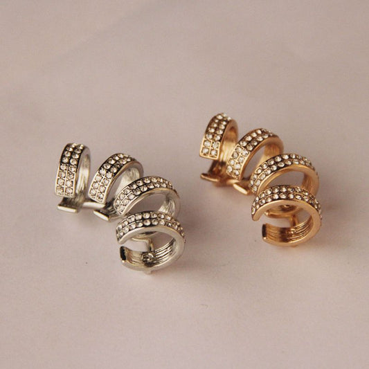 Alloy Diamond Ear Bone Clip Earrings