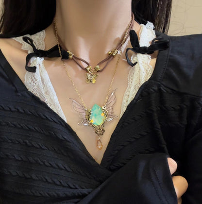 Double Brown Gemstone Necklace For Women Necklace