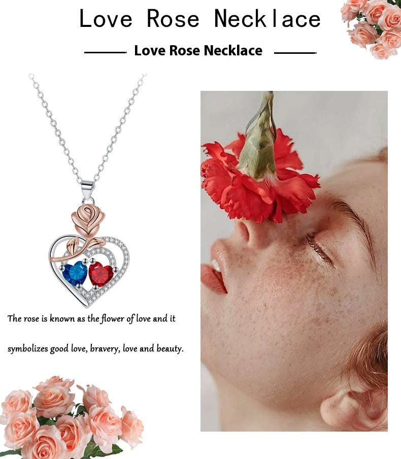 European And American Style Jewelry Rose Heart Fashion Elegant Necklace For Women