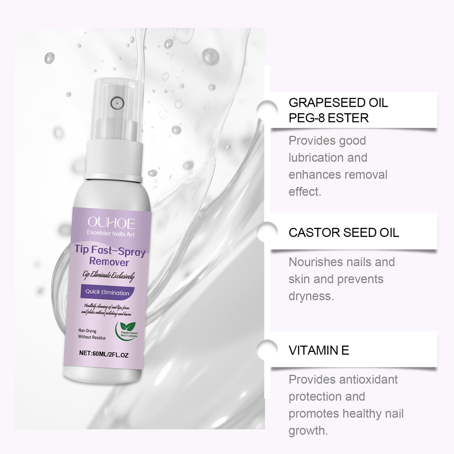 OUHOE Nail Polish Remover, Gentle Nail Polish Remover For Easy Nail Polish Removal At Home Or Salon