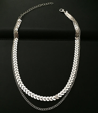 Fishbone Clavicle Chain Sequined Short Necklace Necklace