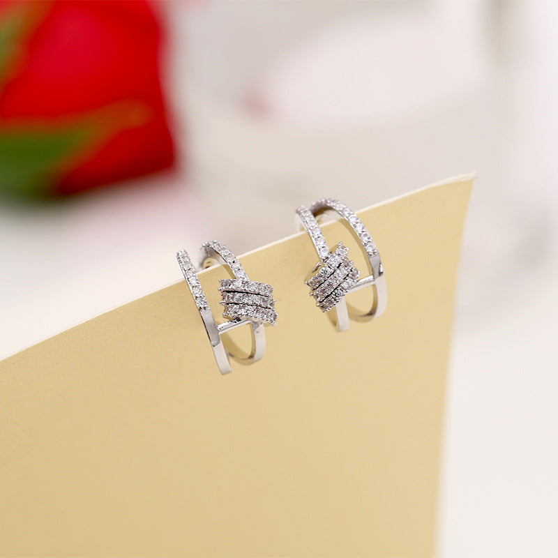 Female Simple No Pierced Zircon Ear Bone Clip Earrings