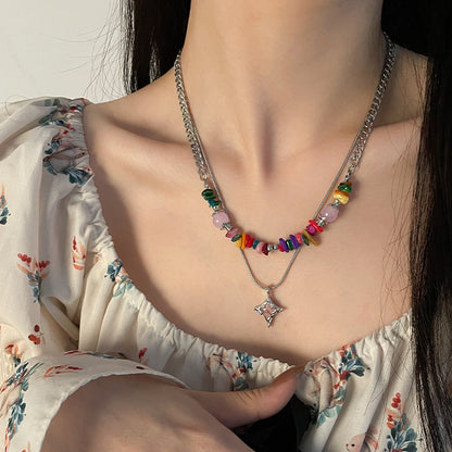 Asterism Color Gravel Necklace For Women