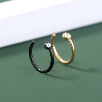 Nose ring Cross-border e-commerce source Human body piercing C-shaped stainless steel rhinestone nose ring with diamond nose nail fake nose ring jewelry