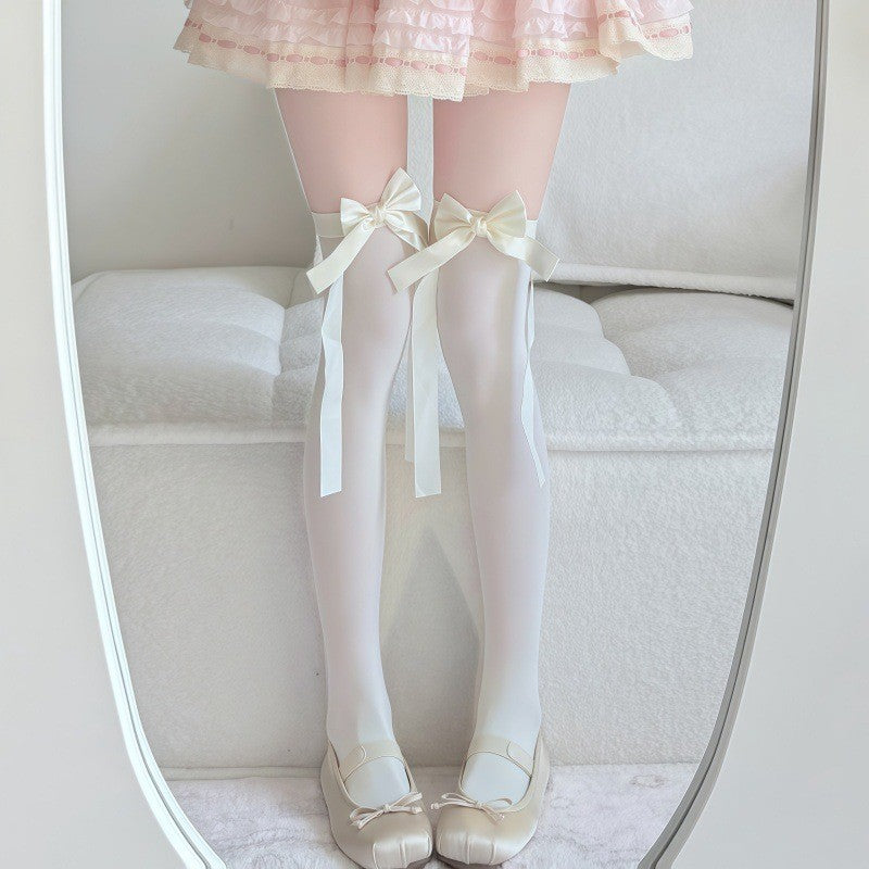 Japanese Style Lolita Sweet Thigh High Stockings Women Ultra Thin Anti-Snag Over The Knee High Socks JK Stockings