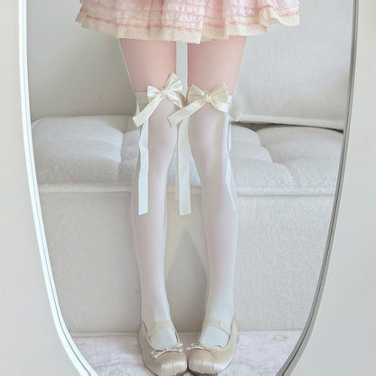 Japanese Style Lolita Sweet Thigh High Stockings Women Ultra Thin Anti-Snag Over The Knee High Socks JK Stockings