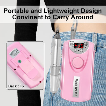 Professional Nail Drill, 35000 RPM Electric Mobile Drill For Acrylic Nails, Rechargeable Electric Nail File Machine Kit For Home Use, Salon Quality, Portable & Low Noise.