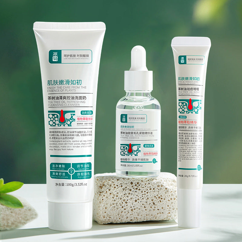 Ice Chrysanthemum Tea Tree Acne Removing Three Piece Set For Oil Control And Shrinkage Control
