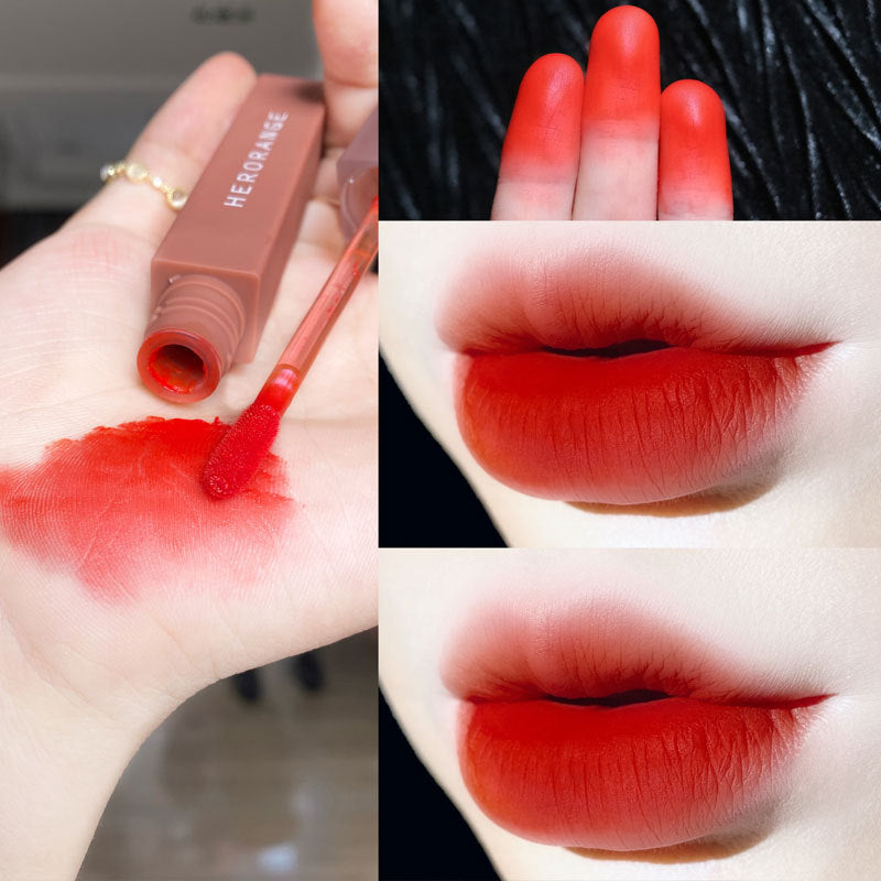 HERORANGE Color Mixing Diary Lip Mud Cream Velvet Matte Lip Lacquer Milk Tea Bean Paste Student Lipstick
