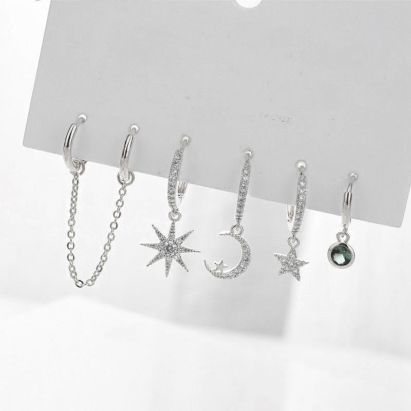 Moon Star Set Ear Clip Earrings