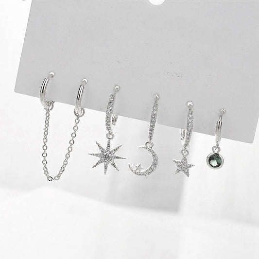 Moon Star Set Ear Clip Earrings