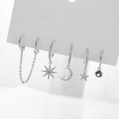 Moon Star Set Ear Clip Earrings