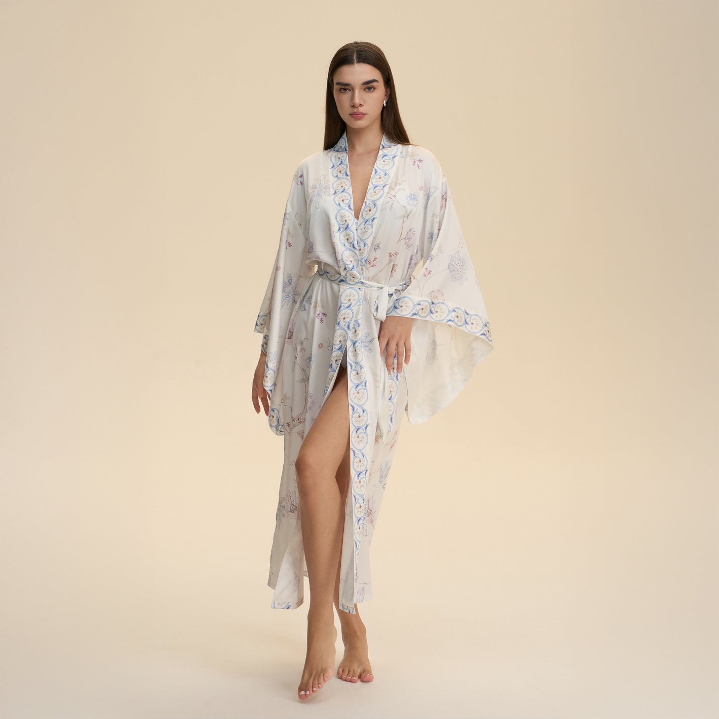 Printed Kimono Style Blouse Loose Fitting Cardigan Jacket For Women Tunic Top