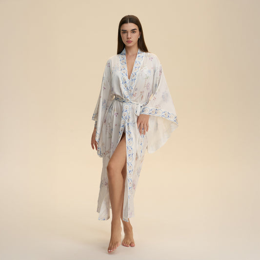 Printed Kimono Style Blouse Loose Fitting Cardigan Jacket For Women Tunic Top
