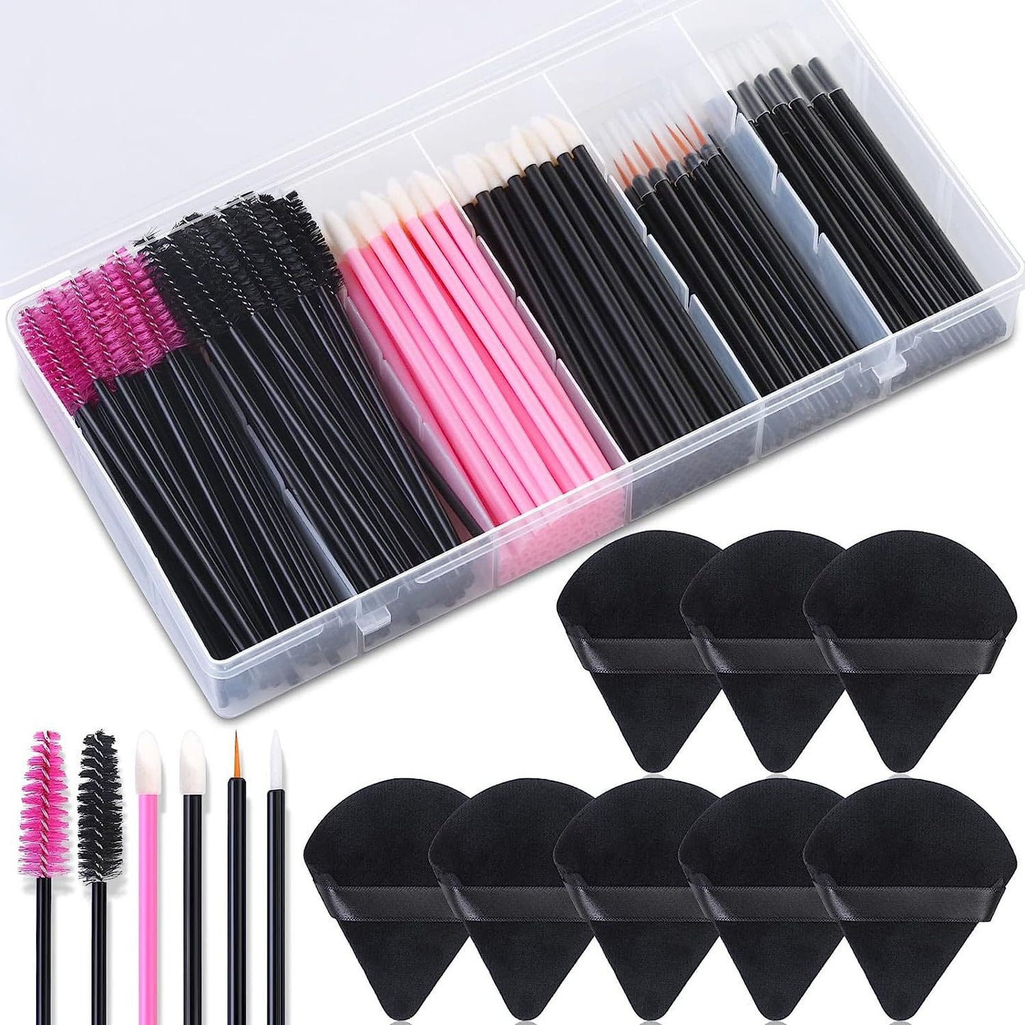 Disposable Makeup Tool Set Eyelash Brush And Powder Puff