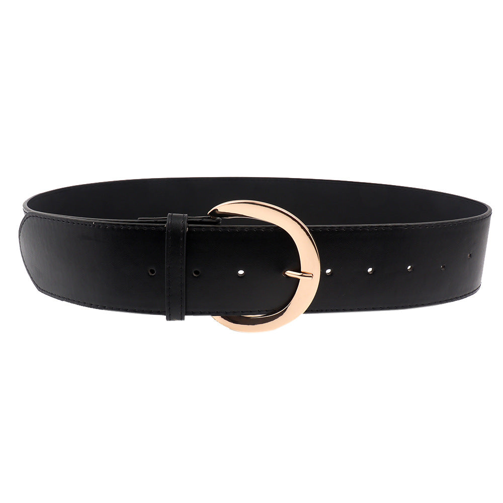 Metal Pin Buckle Versatile Retro Simple Wide Belt Men And Women Belt