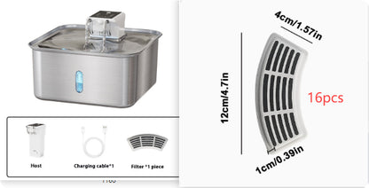 Wireless Cat Water Fountain Stainless Steel Rechargeable