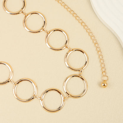 Fashion Circle Metal Waist Chain Women's Decorative Dress With Chain Belt Senior Hollow Accessories