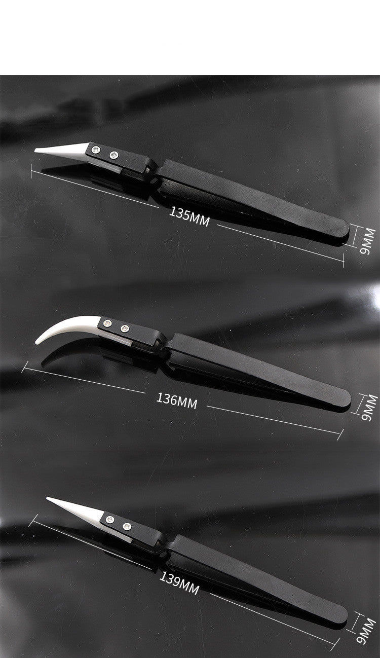 Anti-Static Ceramic Tweezers Black Handle Clamping Tweezers