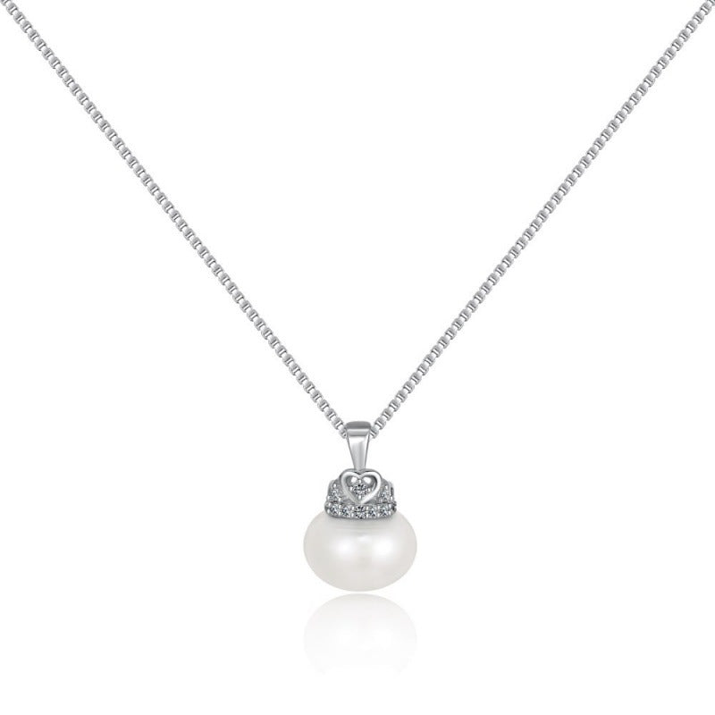 Round Zirconium Freshwater Pearl Necklace For Women