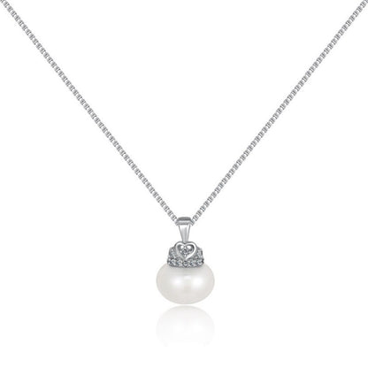 Round Zirconium Freshwater Pearl Necklace For Women